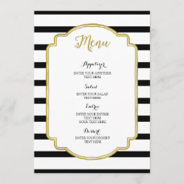 Dourado Menu de Casamento de Stripes Negras e Bran
