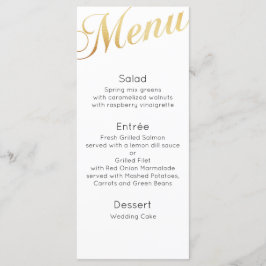 Dourado menu de janto de casamento. Decoração de m