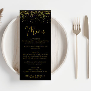 Dourado Menu Negra Confetti Boho