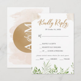 Dourado Menu Verde Escolha de RSVP de Casamento