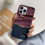 Dourado moderno, Borgonha e Marinho Marble Agate<br><div class="desc">Capa de telefone super moderna e chic com detalhes agatados e mármore.</div>