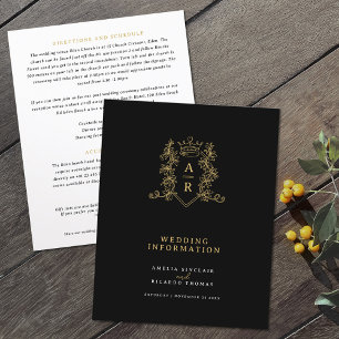 Dourado monograma informações de convidado de casa