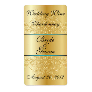 Dourado na etiqueta de vinho do casamento Dourado