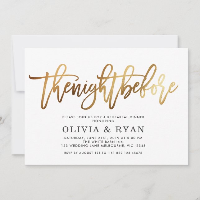 Dourado na noite antes do convite (Frente)