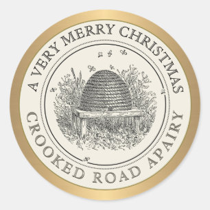 Dourado Natal Feliz e Etiqueta de Apiário do Marfi