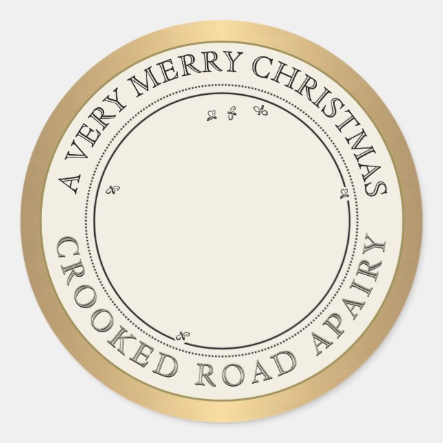 Dourado Natal Feliz e Etiqueta de Apiário do Marfi (Frente)