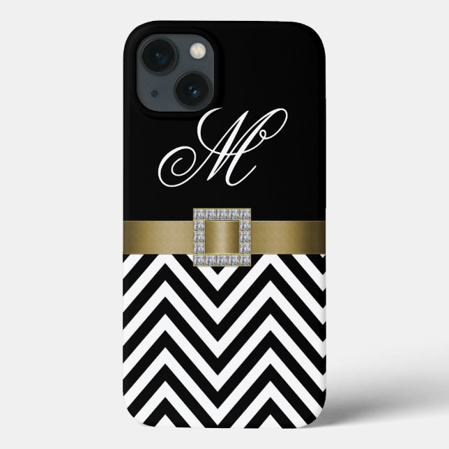 DOURADO NEGRO CHEVRON SEU MONOGRAMA (Verso)