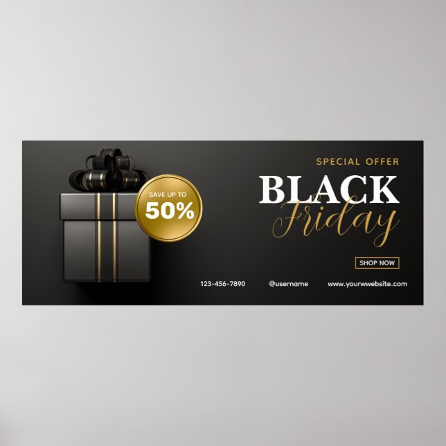 Dourado negro e preto venda de Poster fora do merc (Frente)