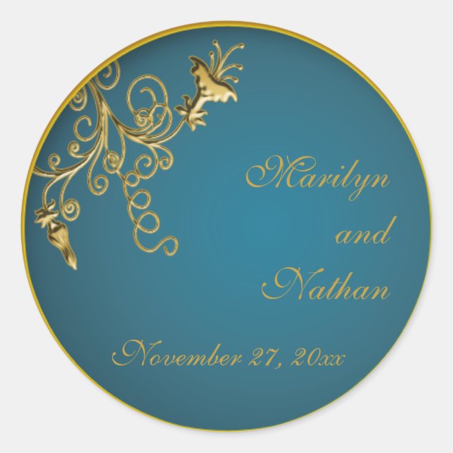 Dourado no adesivo redondo de 1,5" com volume supe (Frente)