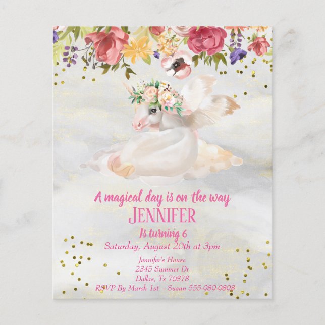 Dourado orçamento do Unicórnio Pegasus, da Criança (Frente)