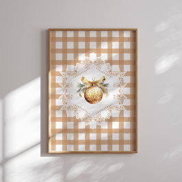 Dourado Ornament Gingham Poster de Natal