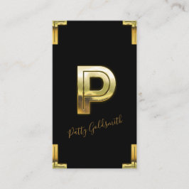 Dourado P Inicial e Cartão de visita de Bordas