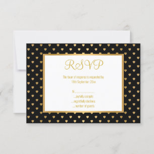 DOURADO PADRÃO DO CORAÇÃO PRETO TODO RSVP DE OCASI