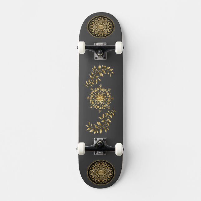 Dourado padrão Folha Design de skate (Frente)
