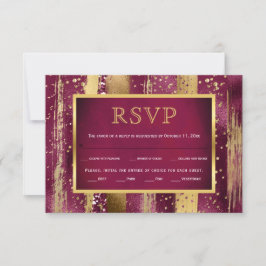 Dourado, pincelada, cartão de RSVP de casamento co