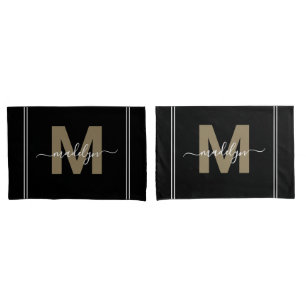 Dourado Preto Nome Monograma Script