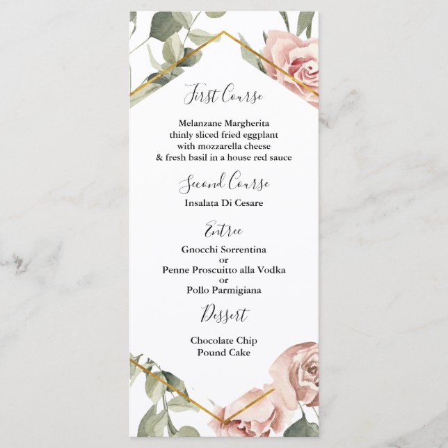 Dourado quadro com o Modelo do menu quinceañera do (Frente)