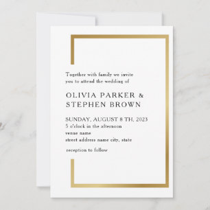 Dourado quadro. Convite para Casamento Branco Mode