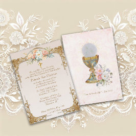 Dourado quadro Cross floral Santa Convite à Comunh