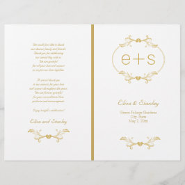 Dourado quadro e iniciais do programa de casamento