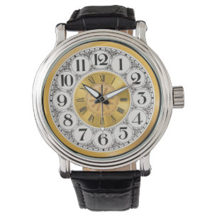 Dourado relógio chic numérico romano face Art De