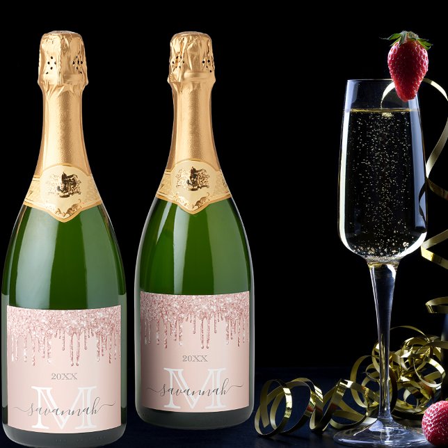 Dourado rosa brilho rosa faísca monograma glamour (Criador carregado)