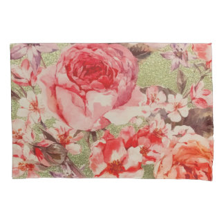 Dourado Rosa Floral Bloqueio Framboesa Cor de Água
