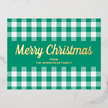 Dourado Script Green Gingham Feliz Natal