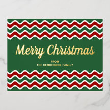 Dourado Script Green Stripes Feliz Natal