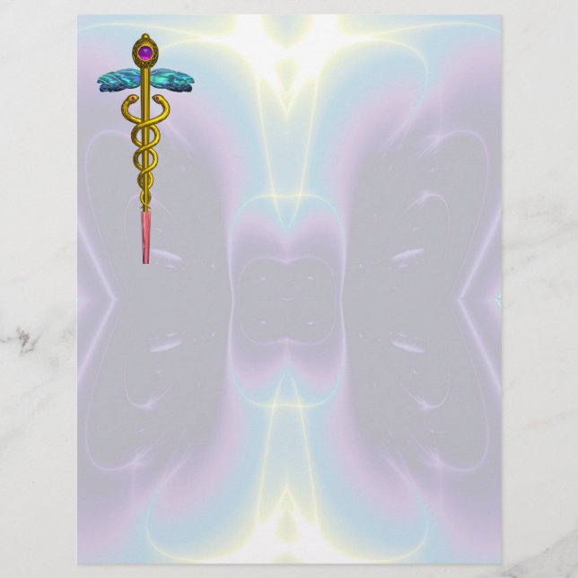 DOURADO SÍMBOLO MÉDICO DO CADUEUS (Frente)