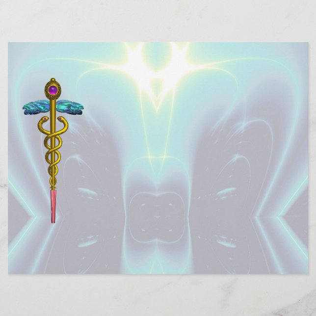 DOURADO SÍMBOLO MÉDICO DO CADUEUS (Frente)