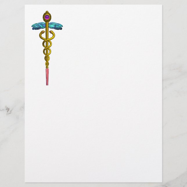 DOURADO SÍMBOLO MÉDICO DO CADUEUS (Frente)