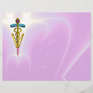 DOURADO SÍMBOLO VETERINÁRIO CADUCEUS, lilás, ro