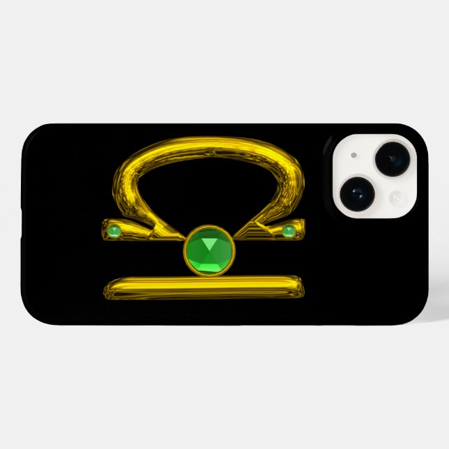 DOURADO SINAL ZODIAC LIBRA Green Emerald Gemstone (Verso (horizontal))