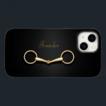 Dourado Snaffle Bit Elegante Equestre Personalizad<br><div class="desc">Esta capa de telefone elegante tem um pedaço de papel de anel solto dourado sob o seu nome.</div>