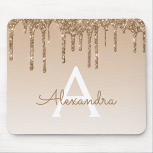 Dourado Sparkle Glitter Monograma Nome do Mousepad