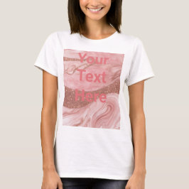 Dourado Texto Personalizado Básico T-Shirt Rosa Ro