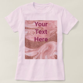 Dourado Texto Personalizado Básico T-Shirt Rosa Ro