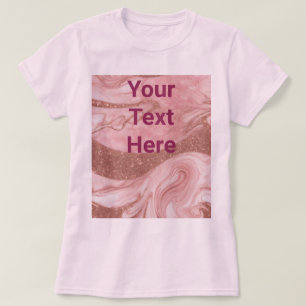 Dourado Texto Personalizado Básico T-Shirt Rosa Ro