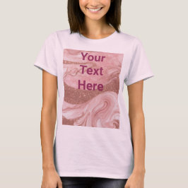 Dourado Texto Personalizado Básico T-Shirt Rosa Ro