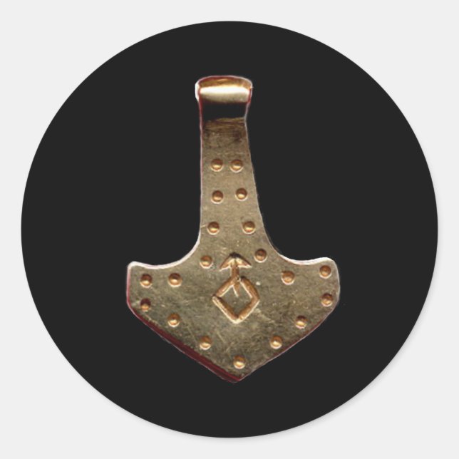 Dourado Thor Hammer - adesivos redondos grandes pr (Frente)
