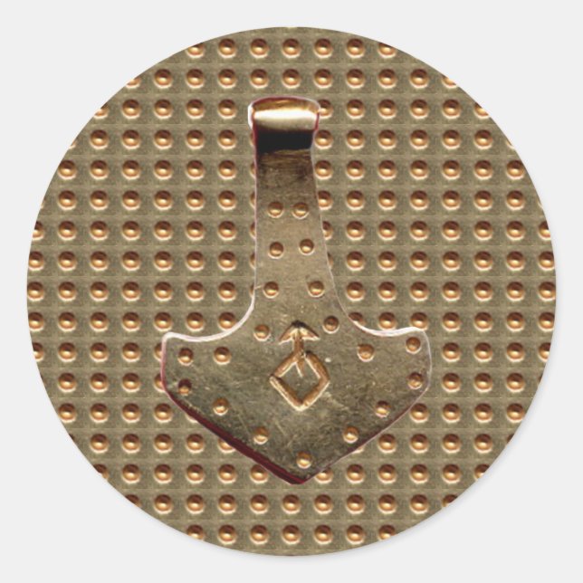 Dourado Thor Hammer Dourado Recuar grandes adesivo (Frente)