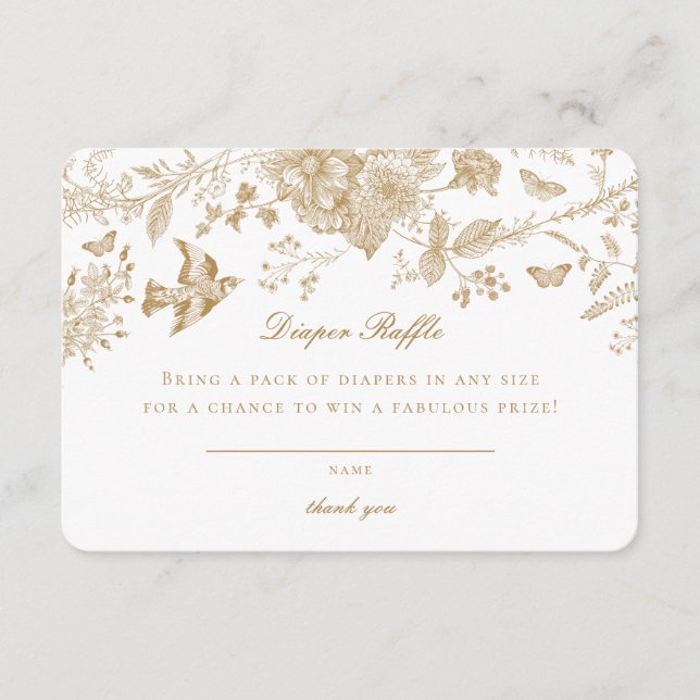 Dourado Toile De Jouy Fralda Raffle Convite Inserç (Frente)