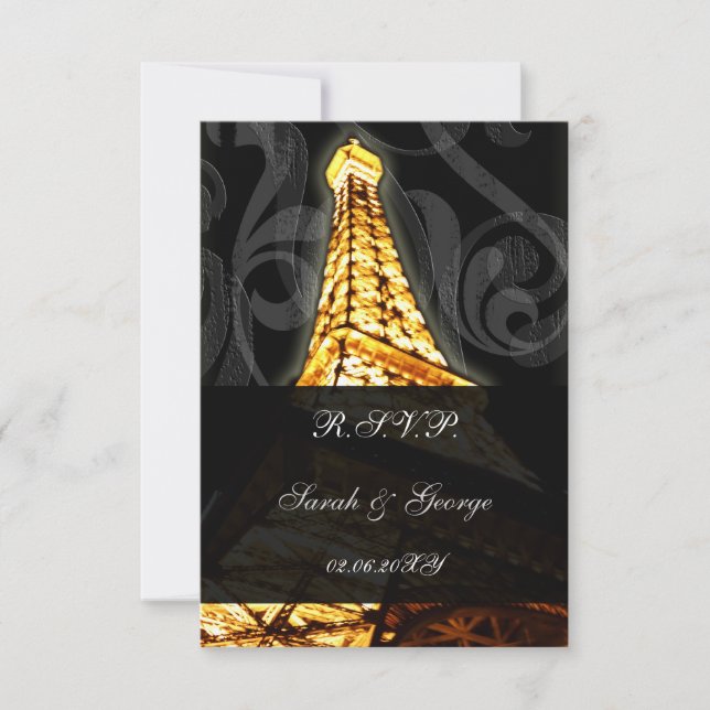 dourado torre Eiffel rsvp padrão francês 3.5 x 5 (Frente)