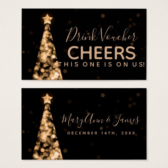 Dourado Voucher Bebida Casada de Natal (Frente & Verso)
