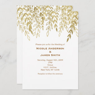 Dourado Wispy Rustic Branches Convites De Casament