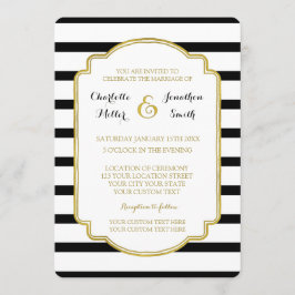 Dourados Convites para Casamento de  Stripes Branc