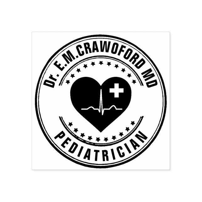 Doutor Carimbo Carimbo ECG Cardíaco com o Seu Nome (Impressão)