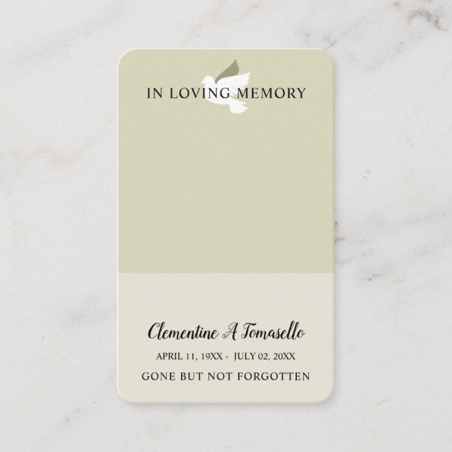 Dove Funeral Memorial Prayer Cartão com fotos (Frente)