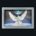 Dove of Peace over Earth from Space<br><div class="desc">Uma Porta Branca de Paz espalha suas asas sobre o Planeta Terra à medida que o sol sobe acima do horizonte da Terra com a Lua ao fundo. Um céu estrelado e o brilho azul brilhante do mundo visto do espaço é uma bela imagem da Paz para o Natal, o...</div>